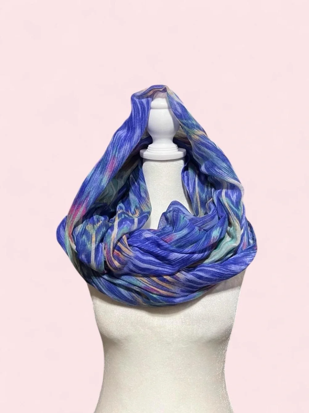 Blue Multicolor Infinity Scarf - Lightweight Women's Accessory